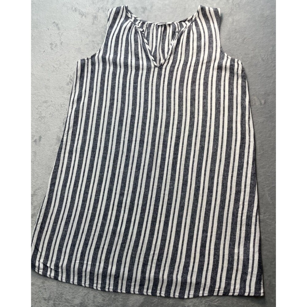 GAP Large Blue & White Striped Linen Blend Sleeveless Shift Dress